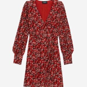 The Kooples Red Burning Floral Surplus Minidress Women Size 1 Small NWT